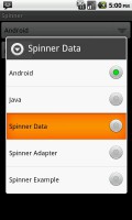 Showing spinner item data 