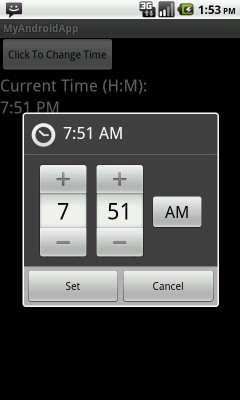 Select time picker time